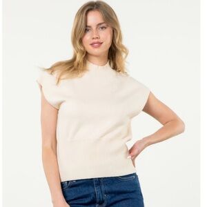 NWOT Beige Knit Sleeveless Mock Neck Top
